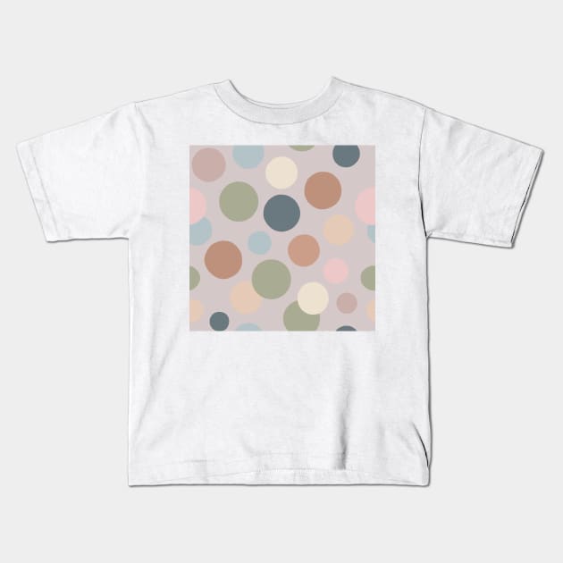 Retro chic polka dots neutral colors pattern Kids T-Shirt by ankka